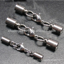 BXG005 stainless steel End Caps - End Cap with Lobster Claw Clasp & Extention Chain for Leather Cord DIY jewelry Finding